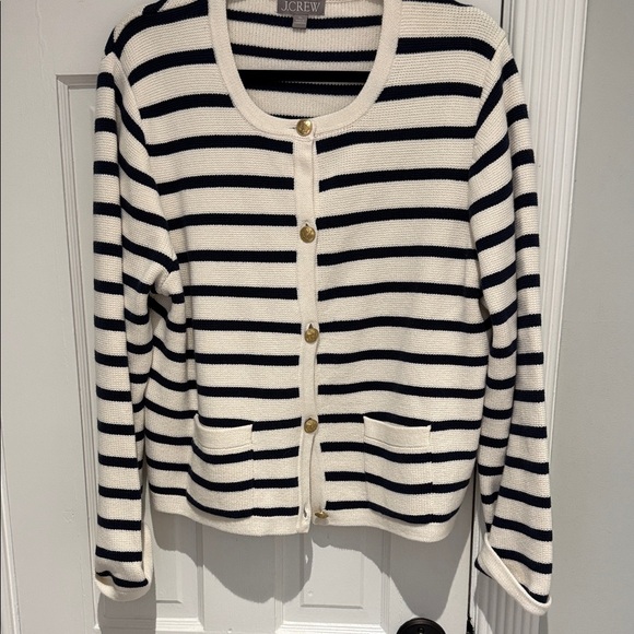 J. Crew Thick Cotton Cardigan Women´s Navy and Cream...